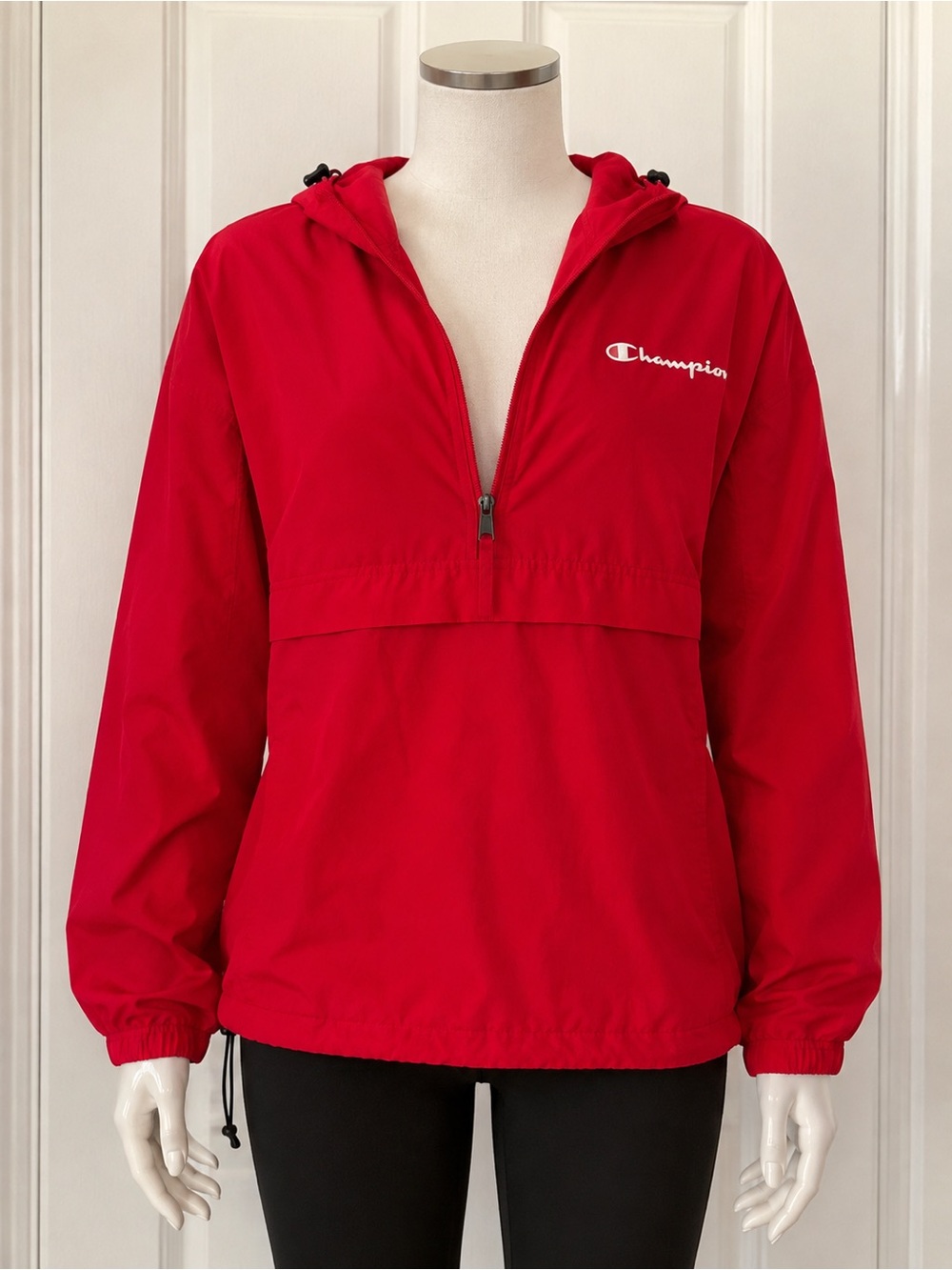Champion Red Hooded Half-Zip Pullover Jacket